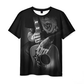 Мужская футболка 3D с принтом Гитарист , 100% полиэфир | прямой крой, круглый вырез горловины, длина до линии бедер | rock | гитара | рок | рок жив | рок музыка | русский рок
