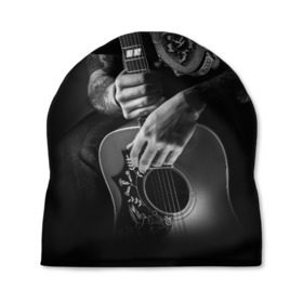 Шапка 3D с принтом Гитарист , 100% полиэстер | универсальный размер, печать по всей поверхности изделия | rock | гитара | рок | рок жив | рок музыка | русский рок