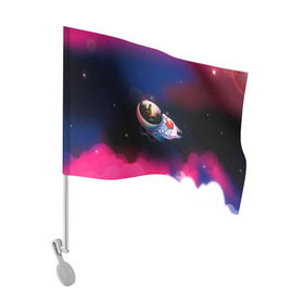 Флаг для автомобиля с принтом Ёжик в космосе , 100% полиэстер | Размер: 30*21 см | в тумане | еж