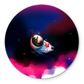 Коврик круглый с принтом Ёжик в космосе , резина и полиэстер | круглая форма, изображение наносится на всю лицевую часть | в тумане | еж