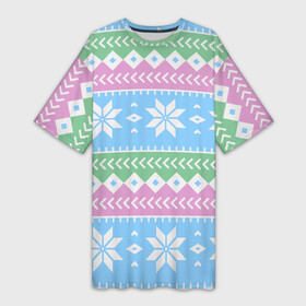 Платье-футболка 3D с принтом Норвежские узоры ,  |  | зима | нг | новый год | норвежские узоры | рождество | свитер | снег