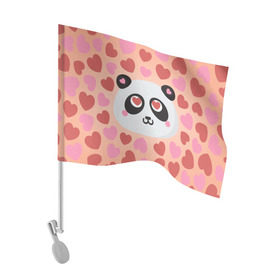 Флаг для автомобиля с принтом Влюбленная панда , 100% полиэстер | Размер: 30*21 см | любовь | панда | сердце