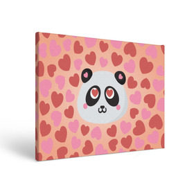 Холст прямоугольный с принтом Влюбленная панда , 100% ПВХ |  | любовь | панда | сердце