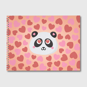 Альбом для рисования с принтом Влюбленная панда , 100% бумага
 | матовая бумага, плотность 200 мг. | любовь | панда | сердце