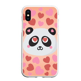 Чехол для iPhone XS Max матовый с принтом Влюбленная панда , Силикон | Область печати: задняя сторона чехла, без боковых панелей | любовь | панда | сердце