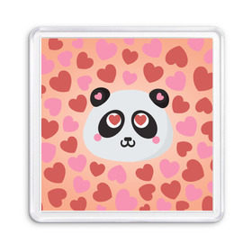 Магнит 55*55 с принтом Влюбленная панда , Пластик | Размер: 65*65 мм; Размер печати: 55*55 мм | любовь | панда | сердце