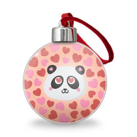 Ёлочный шар с принтом Влюбленная панда , Пластик | Диаметр: 77 мм | любовь | панда | сердце