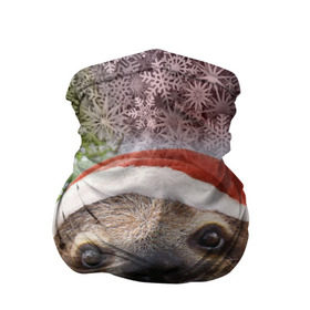 Бандана-труба 3D с принтом Рождественский ленивец , 100% полиэстер, ткань с особыми свойствами — Activecool | плотность 150‒180 г/м2; хорошо тянется, но сохраняет форму | джунгли | животное | ленивый | лень | новый год | рождество | снег | снежинки | тропики | улыбка | шапка