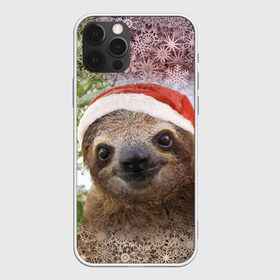 Чехол для iPhone 12 Pro Max с принтом Рождественский ленивец , Силикон |  | джунгли | животное | ленивый | лень | новый год | рождество | снег | снежинки | тропики | улыбка | шапка