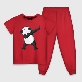 Детская пижама хлопок с принтом Panda dab , 100% хлопок |  брюки и футболка прямого кроя, без карманов, на брюках мягкая резинка на поясе и по низу штанин
 | Тематика изображения на принте: дэб | панда