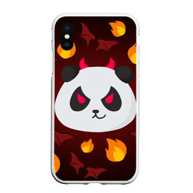 Чехол для iPhone XS Max матовый с принтом Панда дьяволенок , Силикон | Область печати: задняя сторона чехла, без боковых панелей | дьяволенок | красный | крылья | огонь | панда | рога