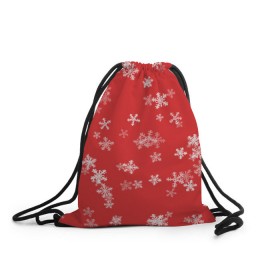 Рюкзак-мешок 3D с принтом Снежная феерия (красный) , 100% полиэстер | плотность ткани — 200 г/м2, размер — 35 х 45 см; лямки — толстые шнурки, застежка на шнуровке, без карманов и подкладки | 