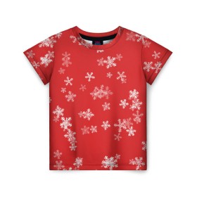 Детская футболка 3D с принтом Снежная феерия (красный) , 100% гипоаллергенный полиэфир | прямой крой, круглый вырез горловины, длина до линии бедер, чуть спущенное плечо, ткань немного тянется | Тематика изображения на принте: 