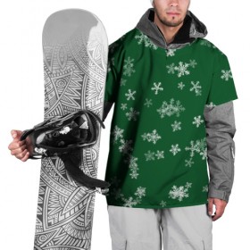Накидка на куртку 3D с принтом Снежная феерия (зелёный) , 100% полиэстер |  | Тематика изображения на принте: happy new year | блеск | ёлка | зима | конфетти | новый год | подарки | праздник | снег | снежинки