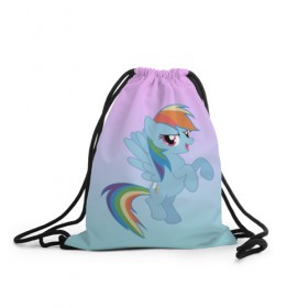 Рюкзак-мешок 3D с принтом Rainbowdash , 100% полиэстер | плотность ткани — 200 г/м2, размер — 35 х 45 см; лямки — толстые шнурки, застежка на шнуровке, без карманов и подкладки | mlp | pony | rainbowdash | raindbow dash | пони