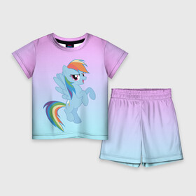 Детский костюм с шортами 3D с принтом Rainbowdash ,  |  | Тематика изображения на принте: mlp | pony | rainbowdash | raindbow dash | пони