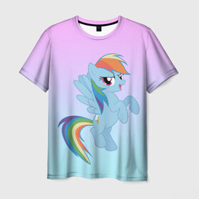 Мужская футболка 3D с принтом Rainbowdash , 100% полиэфир | прямой крой, круглый вырез горловины, длина до линии бедер | mlp | pony | rainbowdash | raindbow dash | пони