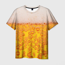 Мужская футболка 3D с принтом Пивная тема , 100% полиэфир | прямой крой, круглый вырез горловины, длина до линии бедер | Тематика изображения на принте: пена | прикол | пузырьки