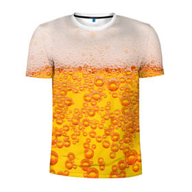 Мужская футболка 3D спортивная с принтом Пивная тема , 100% полиэстер с улучшенными характеристиками | приталенный силуэт, круглая горловина, широкие плечи, сужается к линии бедра | пена | прикол | пузырьки