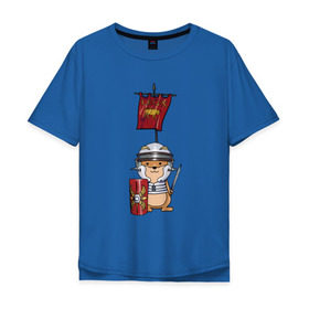 Мужская футболка хлопок Oversize с принтом Хомячок-воин! , 100% хлопок | свободный крой, круглый ворот, “спинка” длиннее передней части | легионер | рим | хомяк