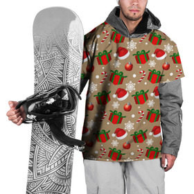 Накидка на куртку 3D с принтом Рождество , 100% полиэстер |  | дед мороз | леденец | новый год | рождество | снежинки