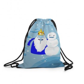 Рюкзак-мешок 3D с принтом Ice King New Year , 100% полиэстер | плотность ткани — 200 г/м2, размер — 35 х 45 см; лямки — толстые шнурки, застежка на шнуровке, без карманов и подкладки | 