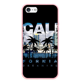 Чехол для iPhone 5/5S матовый с принтом Калифорния , Силикон | Область печати: задняя сторона чехла, без боковых панелей | america | beach | california state | los angeles | palm trees | sea | states | united | usa | америки | калифорния | лос анджелес | море | пальмы | пляж | соединенные | сша | штат | штаты