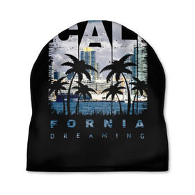 Шапка 3D с принтом Калифорния , 100% полиэстер | универсальный размер, печать по всей поверхности изделия | america | beach | california state | los angeles | palm trees | sea | states | united | usa | америки | калифорния | лос анджелес | море | пальмы | пляж | соединенные | сша | штат | штаты