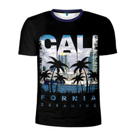 Мужская футболка 3D спортивная с принтом Калифорния , 100% полиэстер с улучшенными характеристиками | приталенный силуэт, круглая горловина, широкие плечи, сужается к линии бедра | america | beach | california state | los angeles | palm trees | sea | states | united | usa | америки | калифорния | лос анджелес | море | пальмы | пляж | соединенные | сша | штат | штаты