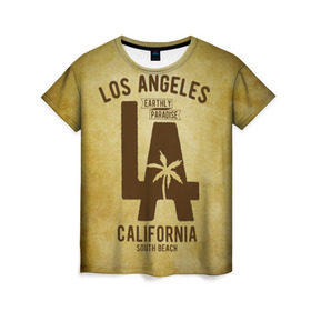 Женская футболка 3D с принтом Лос-Анджелес , 100% полиэфир ( синтетическое хлопкоподобное полотно) | прямой крой, круглый вырез горловины, длина до линии бедер | america | beach | california state | los angeles | palm trees | sea | states | united | usa | америки | калифорния | лос анджелес | море | пальмы | пляж | соединенные | сша | штат | штаты