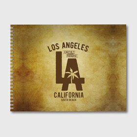Альбом для рисования с принтом Лос-Анджелес , 100% бумага
 | матовая бумага, плотность 200 мг. | Тематика изображения на принте: america | beach | california state | los angeles | palm trees | sea | states | united | usa | америки | калифорния | лос анджелес | море | пальмы | пляж | соединенные | сша | штат | штаты
