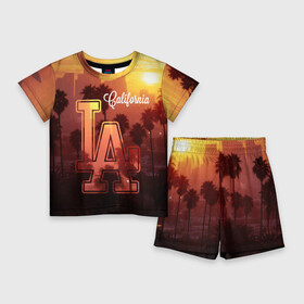 Детский костюм с шортами 3D с принтом Калифорния ,  |  | Тематика изображения на принте: america | beach | california state | los angeles | palm trees | sea | states | united | usa | америки | калифорния | лос анджелес | море | пальмы | пляж | соединенные | сша | штат | штаты