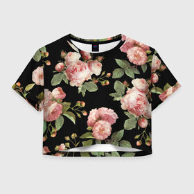 Женская футболка 3D укороченная с принтом Twenty One Pilots, розы как у Тайлера , 100% полиэстер | круглая горловина, длина футболки до линии талии, рукава с отворотами | 21 пилотс | twentyonepilots | розы как у тайлера