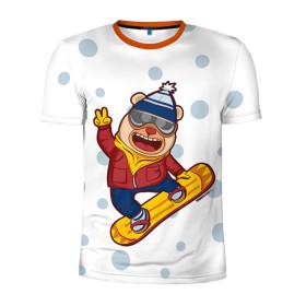 Мужская футболка 3D спортивная с принтом Мишка сноубордист , 100% полиэстер с улучшенными характеристиками | приталенный силуэт, круглая горловина, широкие плечи, сужается к линии бедра | Тематика изображения на принте: extreme | snowboard | медведь | мишка | сноуборд | экстрим