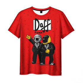 Мужская футболка 3D с принтом Daff Punk , 100% полиэфир | прямой крой, круглый вырез горловины, длина до линии бедер | Тематика изображения на принте: donut | homer | music | simpson | барт | гомер | музыка | пончик | симпсон