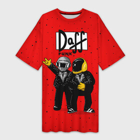 Платье-футболка 3D с принтом Daff Punk ,  |  | donut | homer | music | simpson | барт | гомер | музыка | пончик | симпсон