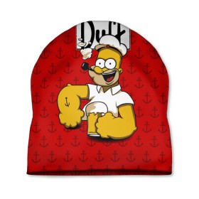 Шапка 3D с принтом Duff Beer , 100% полиэстер | универсальный размер, печать по всей поверхности изделия | Тематика изображения на принте: bart | donut | griffin | homer | popeye | simpson | барт | гомер | гриффин | капитан | моряк | симпсон | стьюи | якорь