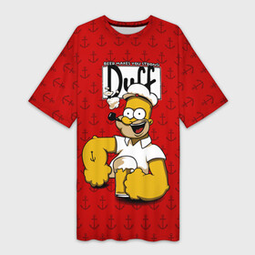 Платье-футболка 3D с принтом Duff Beer ,  |  | bart | donut | griffin | homer | popeye | simpson | барт | гомер | гриффин | капитан | моряк | симпсон | стьюи | якорь
