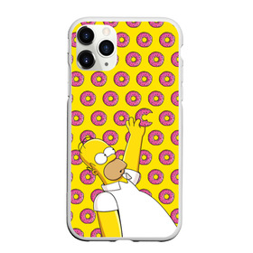 Чехол для iPhone 11 Pro матовый с принтом Пончики Гомера Симпсона , Силикон |  | Тематика изображения на принте: donut | homer | simpson | гомер | еда | плюшка | пончик | симпсон