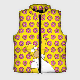 Мужской жилет утепленный 3D с принтом Пончики Гомера Симпсона ,  |  | donut | homer | simpson | гомер | еда | плюшка | пончик | симпсон