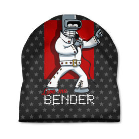 Шапка 3D с принтом Bender Presley , 100% полиэстер | универсальный размер, печать по всей поверхности изделия | bender | elvis presley | fry | futurama | hermes | rock n roll | zoidberg | бендер | гермес | зойдберг | робот | рок н ролл | туранга | фрай | футурама | элвис пресли