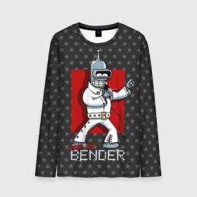 Мужской лонгслив 3D с принтом Bender Presley , 100% полиэстер | длинные рукава, круглый вырез горловины, полуприлегающий силуэт | Тематика изображения на принте: bender | elvis presley | fry | futurama | hermes | rock n roll | zoidberg | бендер | гермес | зойдберг | робот | рок н ролл | туранга | фрай | футурама | элвис пресли