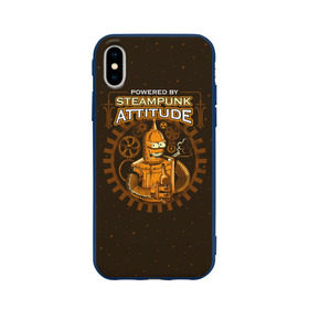 Чехол для Apple iPhone X силиконовый матовый с принтом Steampunk Attitude , Силикон | Печать на задней стороне чехла, без боковой панели | bender | fry | futurama | hermes | robot | zoidberg | бендер | гермес | зойдберг | робот | туранга | фрай | футурама