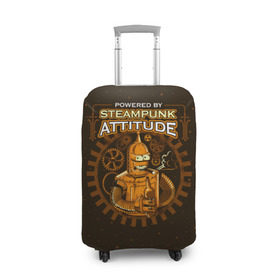Чехол для чемодана 3D с принтом Steampunk Attitude , 86% полиэфир, 14% спандекс | двустороннее нанесение принта, прорези для ручек и колес | bender | fry | futurama | hermes | robot | zoidberg | бендер | гермес | зойдберг | робот | туранга | фрай | футурама