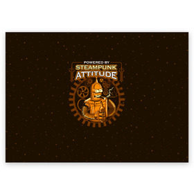 Поздравительная открытка с принтом Steampunk Attitude , 100% бумага | плотность бумаги 280 г/м2, матовая, на обратной стороне линовка и место для марки
 | Тематика изображения на принте: bender | fry | futurama | hermes | robot | zoidberg | бендер | гермес | зойдберг | робот | туранга | фрай | футурама