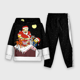 Детский костюм 3D (с толстовкой) с принтом Симпсон   Санта Клаус ,  |  | bart | christmas | happy new year | homer simpson | the simpsons | барт | гомер | дед мороз | луна | новый год | олень | подарки | санта | снег | собака | сосульки