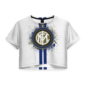 Женская футболка 3D укороченная с принтом Internazionale , 100% полиэстер | круглая горловина, длина футболки до линии талии, рукава с отворотами | forza | inter | internazionale | интер | италия | милан | футбол | футболист