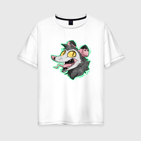 Женская футболка хлопок Oversize с принтом Опоссум , 100% хлопок | свободный крой, круглый ворот, спущенный рукав, длина до линии бедер
 | animal | mouse | opossum | rat | животное | крыса | мышь | опоссум
