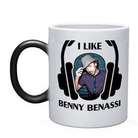 Кружка хамелеон с принтом I like Benny Benassi , керамика | меняет цвет при нагревании, емкость 330 мл | Тематика изображения на принте: 