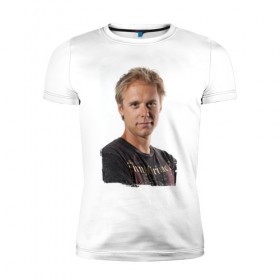 Мужская футболка премиум с принтом Armin van Buuren (retro style) , 92% хлопок, 8% лайкра | приталенный силуэт, круглый вырез ворота, длина до линии бедра, короткий рукав | 